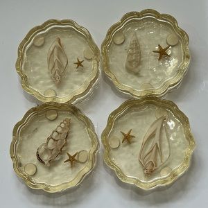 1950s Vintage Coasters resin shells made in USA 🇺🇸 by Unique Designs(set of 4)